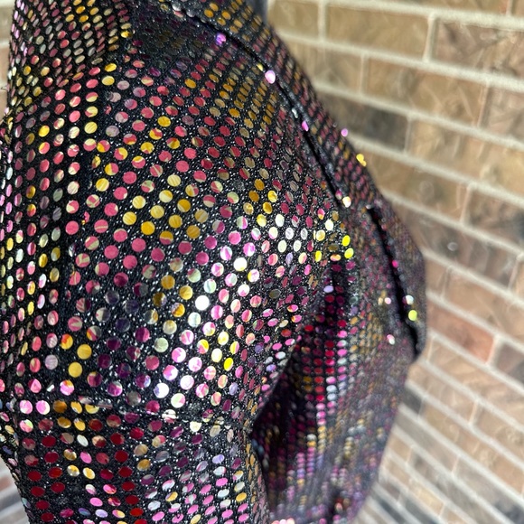 Rainbow Sequend Candy-dot Blazer. True to the 80’s it's one size w shoulder pads - Picture 6 of 10
